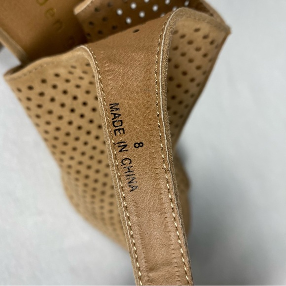 Madden Girl Womens Beckie-C Stacked Heel Peep Toe Dress Sandal Boot Camel Size 8 - Picture 13 of 15